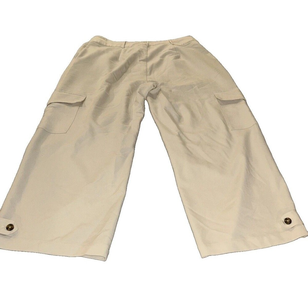 And Now This Wide Leg Cargo Pants 2X Cream Off White Button Tab Hem Streetwear